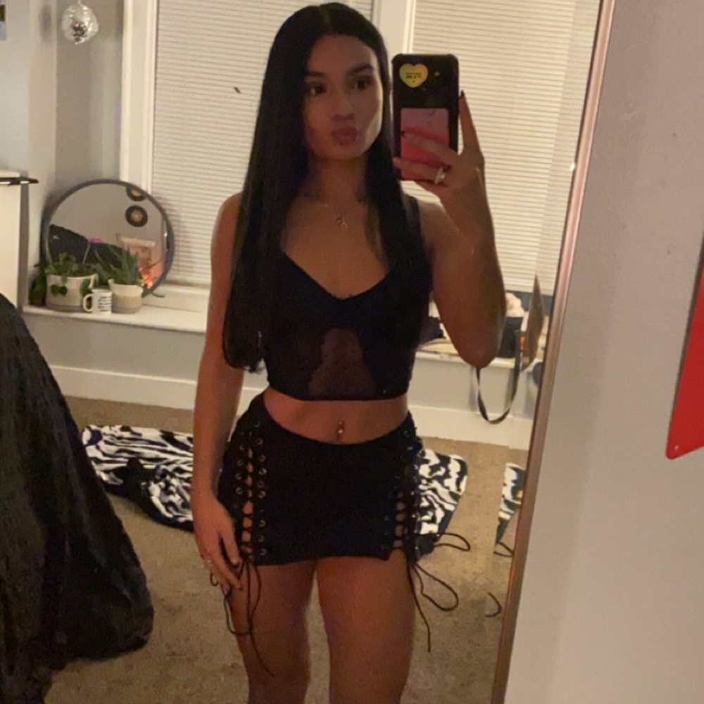 Edikted Joelle Lace Up Micro Mini Skirt in Black